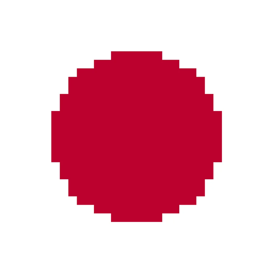 Japan Flag charted for cross stitch, 32 by 32 stitches in 2 DMC colors