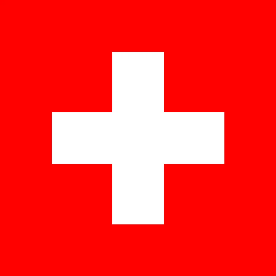 Switzerland Flag charted for cross stitch, 32 by 32 stitches in 2 DMC colors