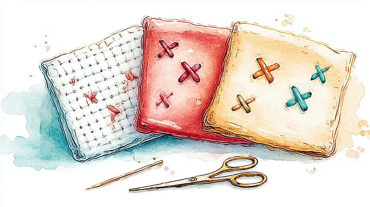 Cross stitch fabric types: Aida, evenweave, linen, and more — preview